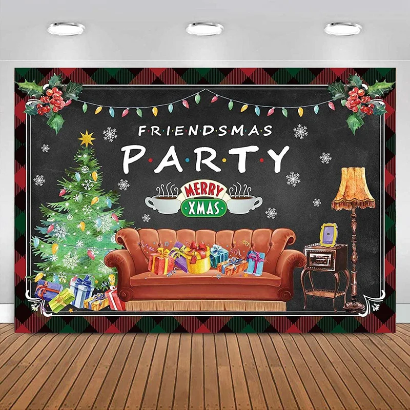 Christmas Backdrop Party Decorations Winter Merry Christmas Photography Background Merry Friendsmas Decorations Xmas Banner