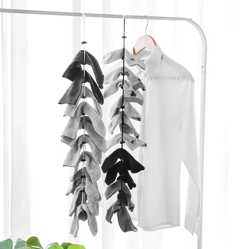 Home socks hanging rope creative multi-function washing clothes basket net washing socks drying socks rack Divider Dry Tools