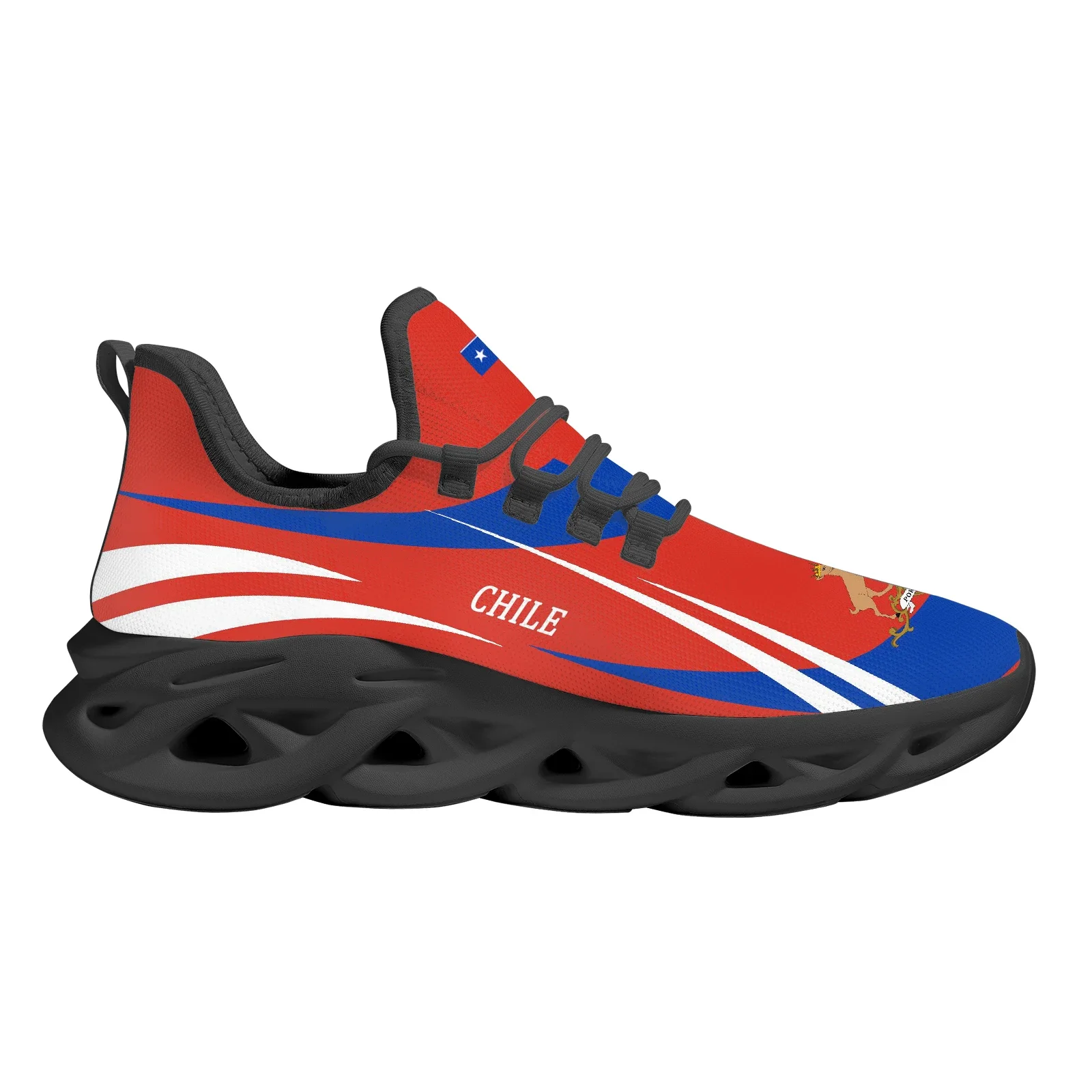 Chile National Flag Design National Emblem Printing Lightweight Breathable Basketball Shoes Platform Snaekers
