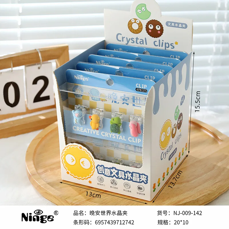 4pcs/set Mini Color animal binder clip Transparent Clips Set Paper Clip Clamp File Index Photo Office School no packing box