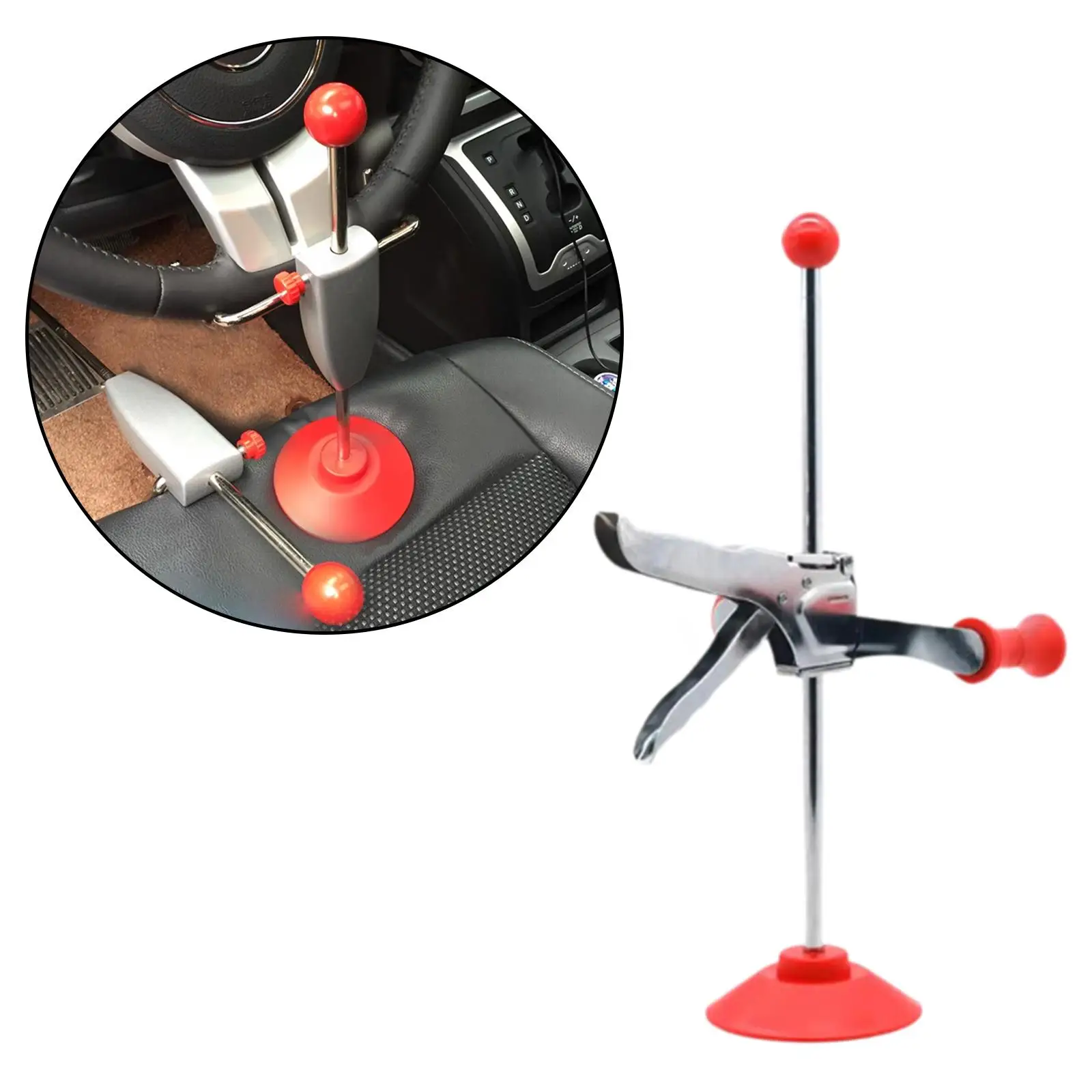 

Adjustable Car Steering Wheel Holder Red Metal Wheel Alignment Tool Universal for Vehicle Maintenance
