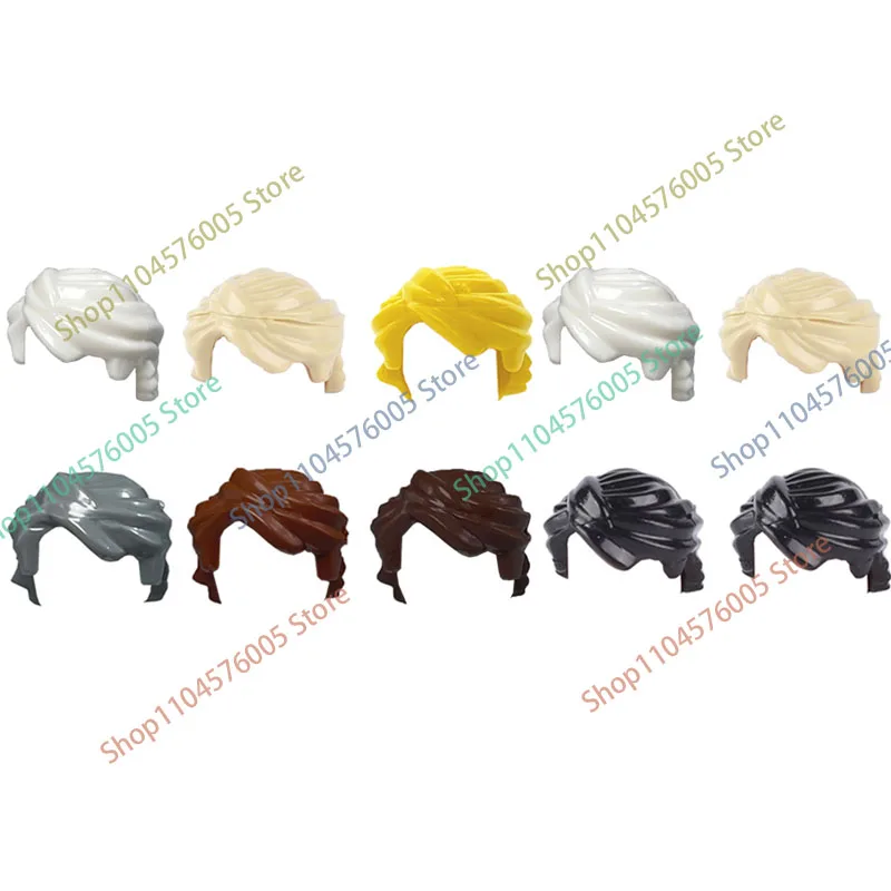 MOC Braune Haare Bausteine Stadt Figuren Körper Kreative Zubehör Blond Gold Weiß Teile DIY Hüte Mini Ziegel Montieren Spielzeug S04