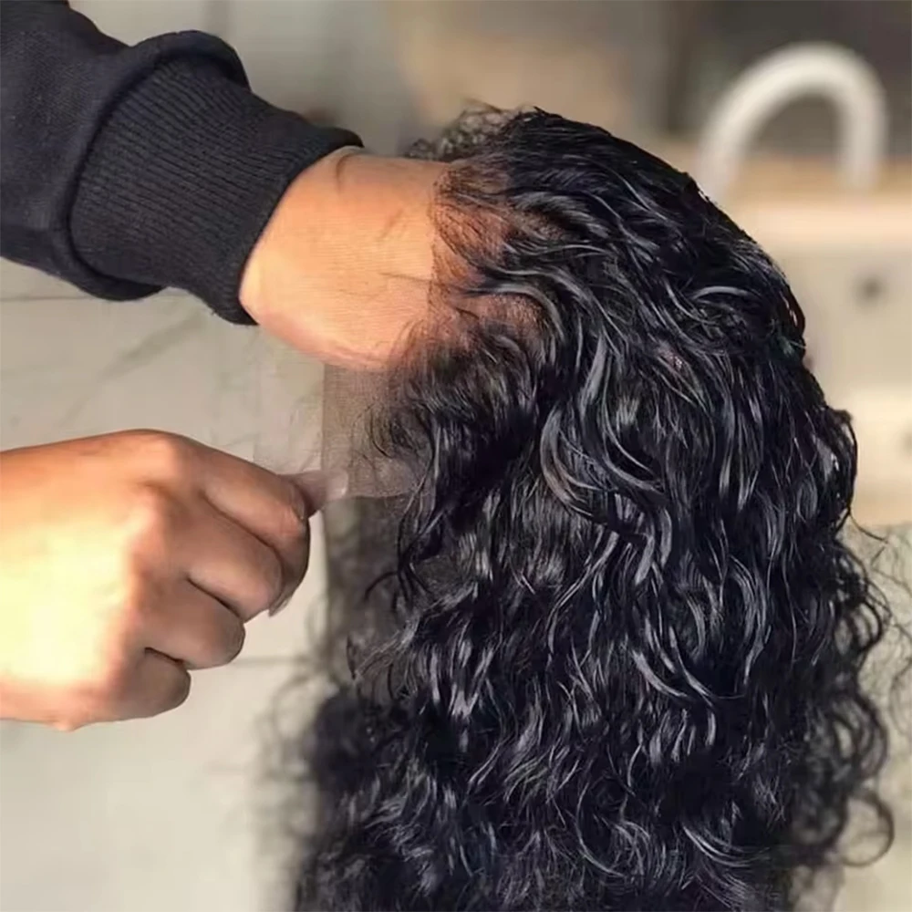 Pelucas de encaje bob de onda profunda 13x4 para mujer, rizadas al agua, sin pegamento 7x5, de 8 pulgadas, listas para usar, de cabello humano, con encaje precortado.