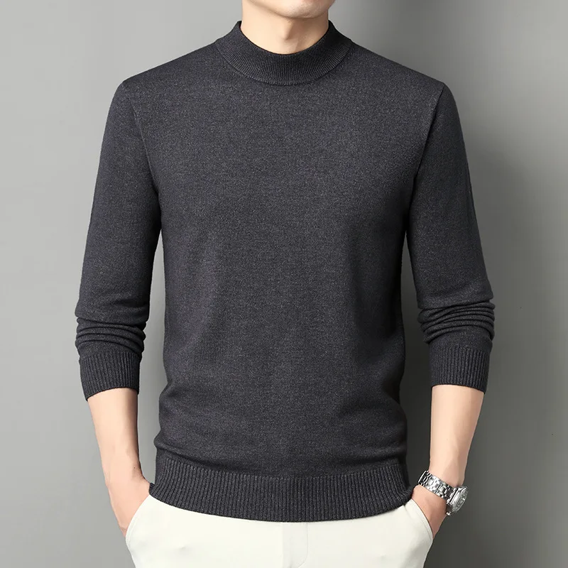 

Semi-turtleneck Sweater Autumn and Winter Warm Knitted Sweater Pullover Solid Color Bottoming Shirt New Long-sleeved Sweater