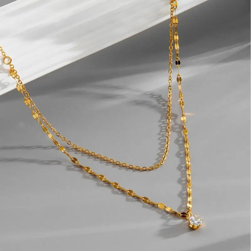 متعدد الطبقات حجر الراين قلادة قلادة موضة الفولاذ المقاوم للصدأ سلسلة للنساء الذهبي هيبوالرجينيك العصرية مجوهرات حفلة هدية