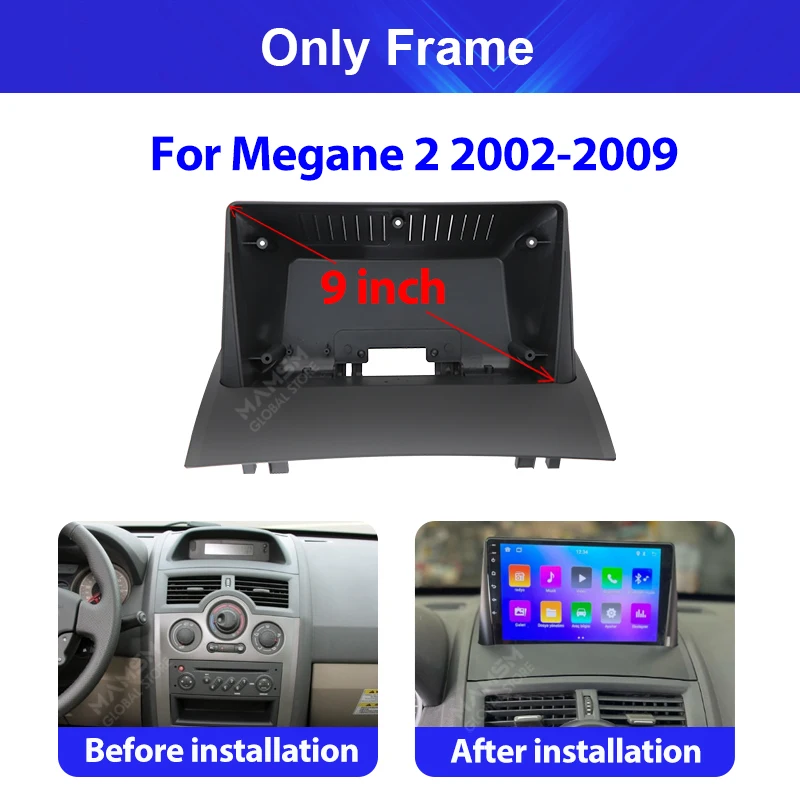 9 inch Car Radio Fascias For Renault Megane 2 3 Fluence 2002-2014 Dashboard Frame Installation Panel DVD GPS Android Player