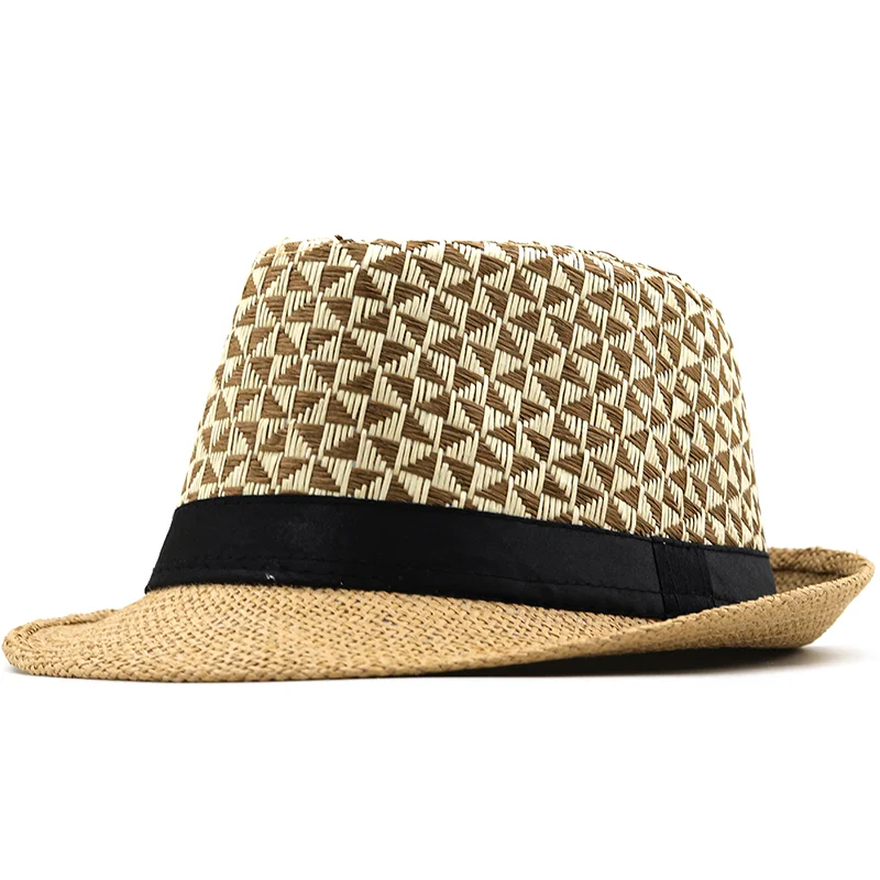 Brand Khaki Straw Hat Men Panama Caps Summer Style Sun Hat Beach Holiday Classic Male Hats and Caps Mens Trilby Hats