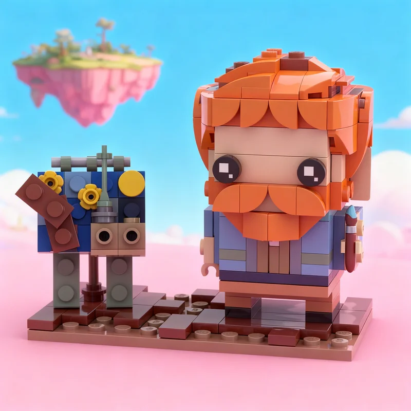 203pcs MOC Vincent Van Gogh Brickheadz Headz Building Blocks Assembly Set Display Edition Collectible Castle Toy Gift For Fans