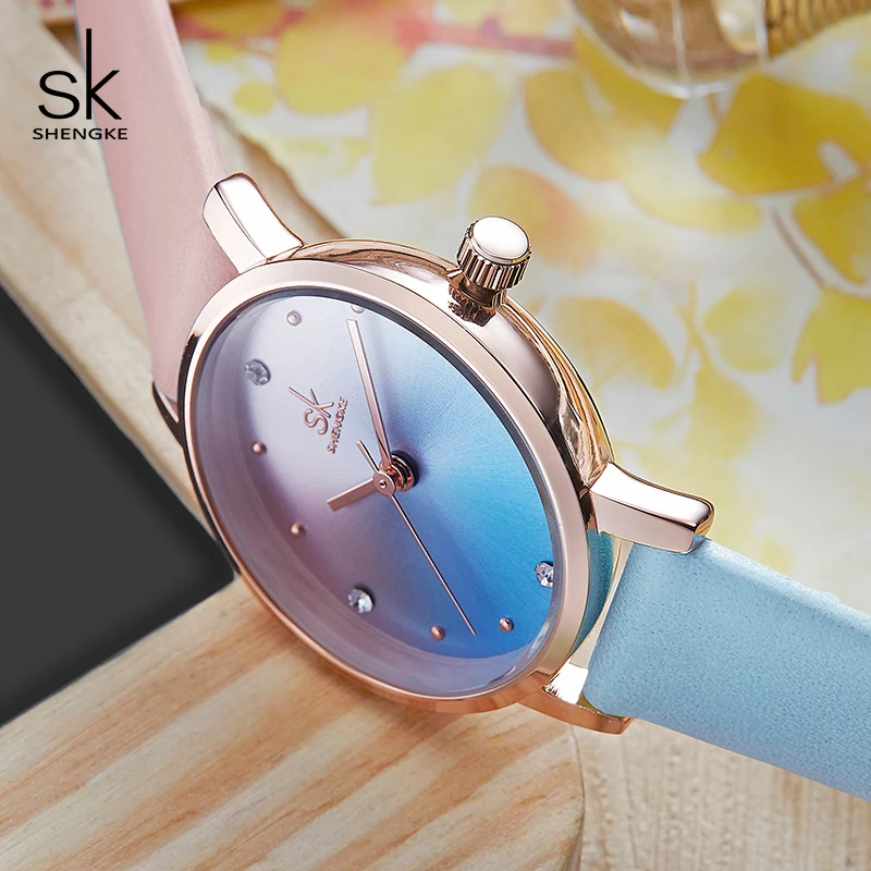 Shengke Creative Color Leather Watches Women Ladies Quartz Watch Relogio Feminino SK Women Wrist Watch Montre Femme #K8029