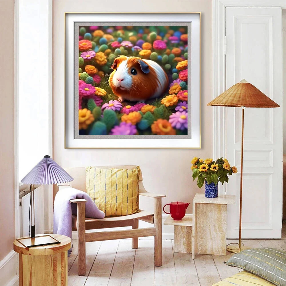 Frameless Cute Guinea Pig DIY Diamond Painting Kit Funny Animals Pictures Diamond Embroidery Mosaic Handicraft Home Decoration