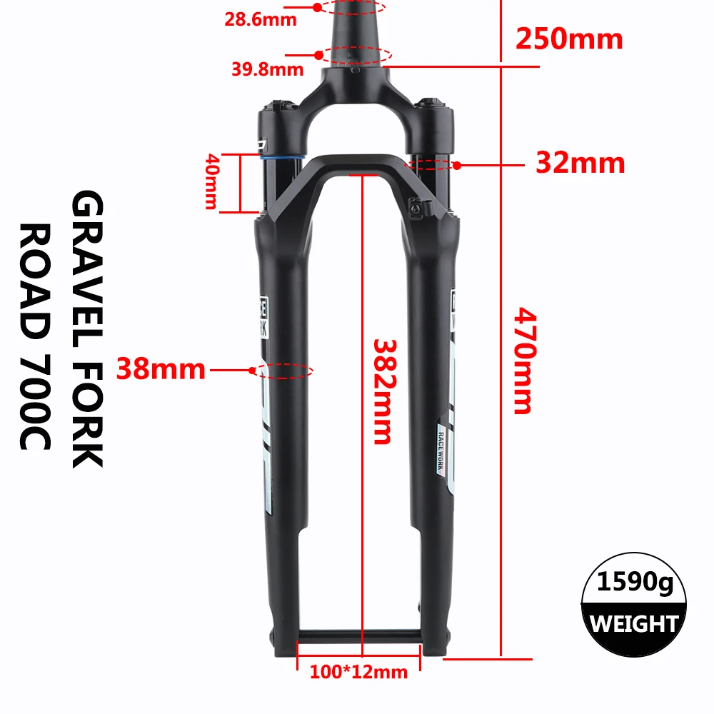 Magnesium Alloy Gravel Bicycle Fork Supension Air 700c Off-road Bike Disc Brake Tapered Front Fork 100*12MM Bicycle Accessories