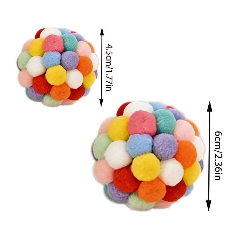 2 Stück/5 Stück Katzenball-Spielzeug, elastischer Ball mit Glocke, selbstbeschäftigungsförderndes Spielzeug für Katzen, geeignet für Hauskatzen und Kätzchen, Kauspielzeug, zufällige Farbe. – Detail 3