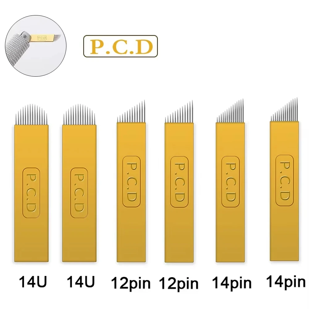

10/30/50pcs PCD Permanent Makeup Needles F 12/14 Pins Microblading Tebori Blades Needles for 3D Embroidery Manual Pen Needles