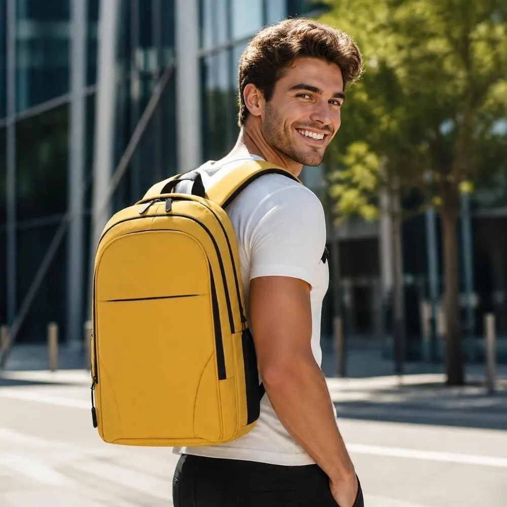 Large Capacity Student Schoolbag Air Cushion Strap Polyester Business Computer Bag Durable Adjustable Travel Backpack for Travel view 3