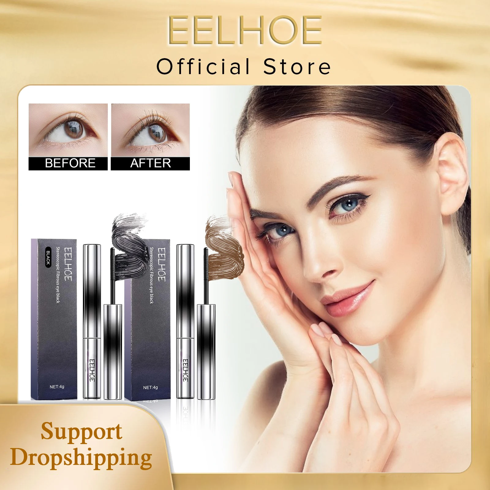 

EELHOE Lengthening Mascara Fiber Lash Extension Thick Curling Enhance Eyelashes Cosmetic Make Up Long Lasting Waterproof Mascara