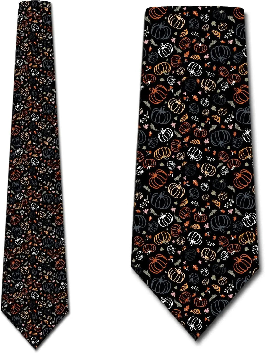 Fall Ties Mens Pumpkin Necktie Autumn Pattern Tie Black Mens Ties High Durability and Wearability Comfortable To Wear