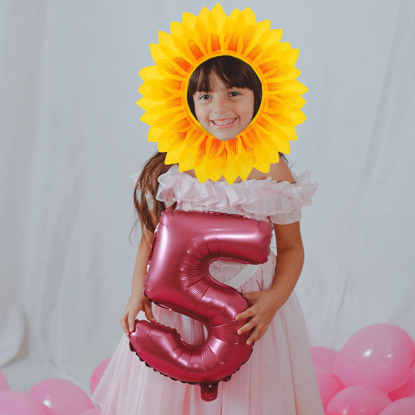 1 set zonnebloem hoofddeksel hoed handschoenen kinderen bloem kostuum accessoire voor feest cosplay halloween leuke prestatie rekwisieten