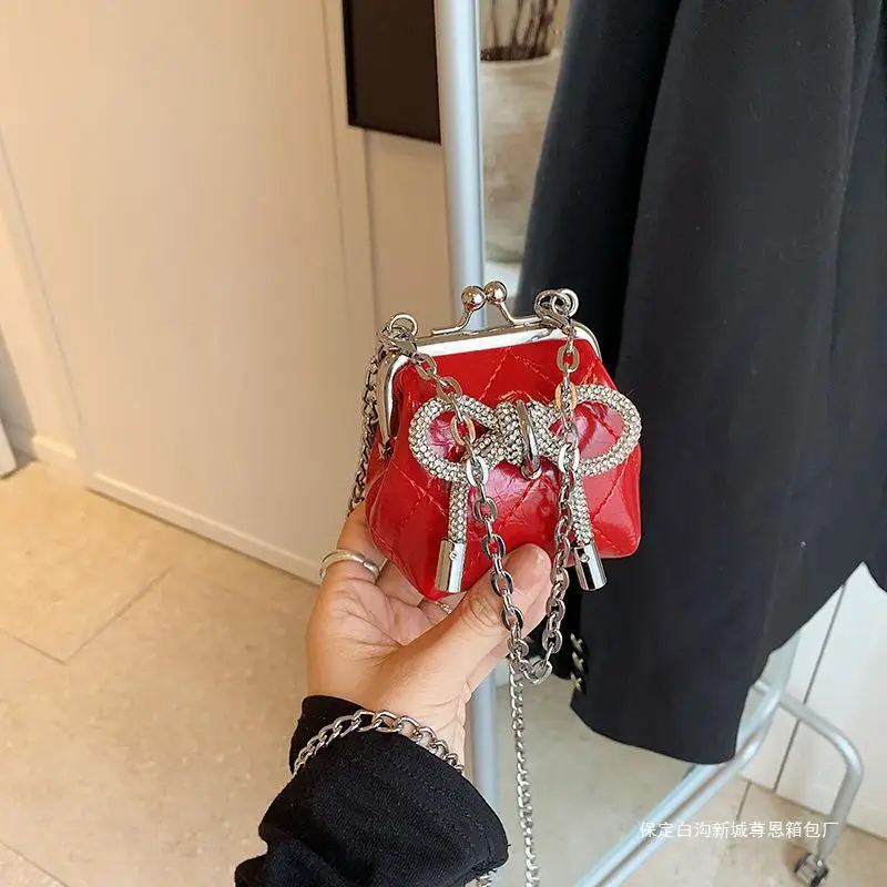 Mini bolsa Cute Girls 'com clipe de arco, bolsa crossbody na moda, versão coreana, Instagram Fashion, Novo, 2021