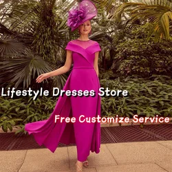 Customized Beads Short Sleeves Elegant Mother Of The Bride Dress Wedding Back Train vestidos para eventos especiales