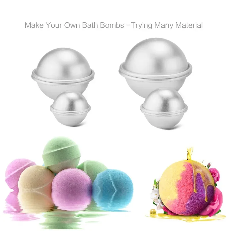 6pcs/pack Bath Bombs Metal Aluminum Alloy Bath Bomb Mold 3D Ball Sphere Shape DIY Bathing Tool Accessories Creative Mold