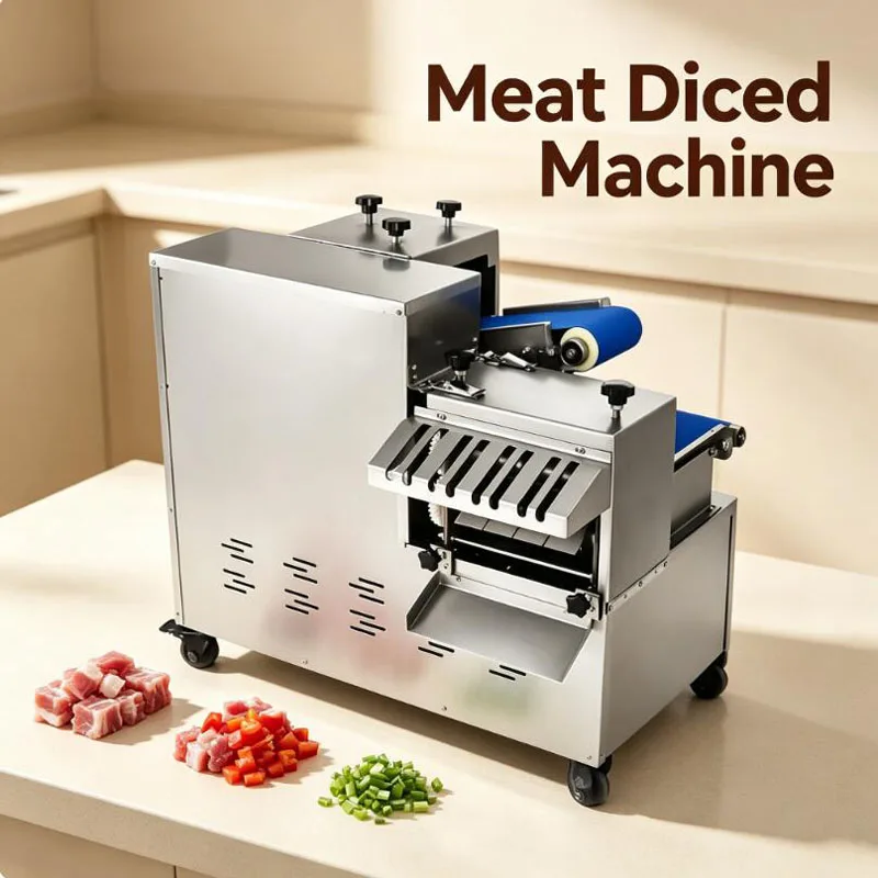 Fresh Meat Dicing Machine 3 Blade Set Commercial One Time Forming Meat Dicer Automatic Meat Cutter For Pork Beef Mutton Chicken
