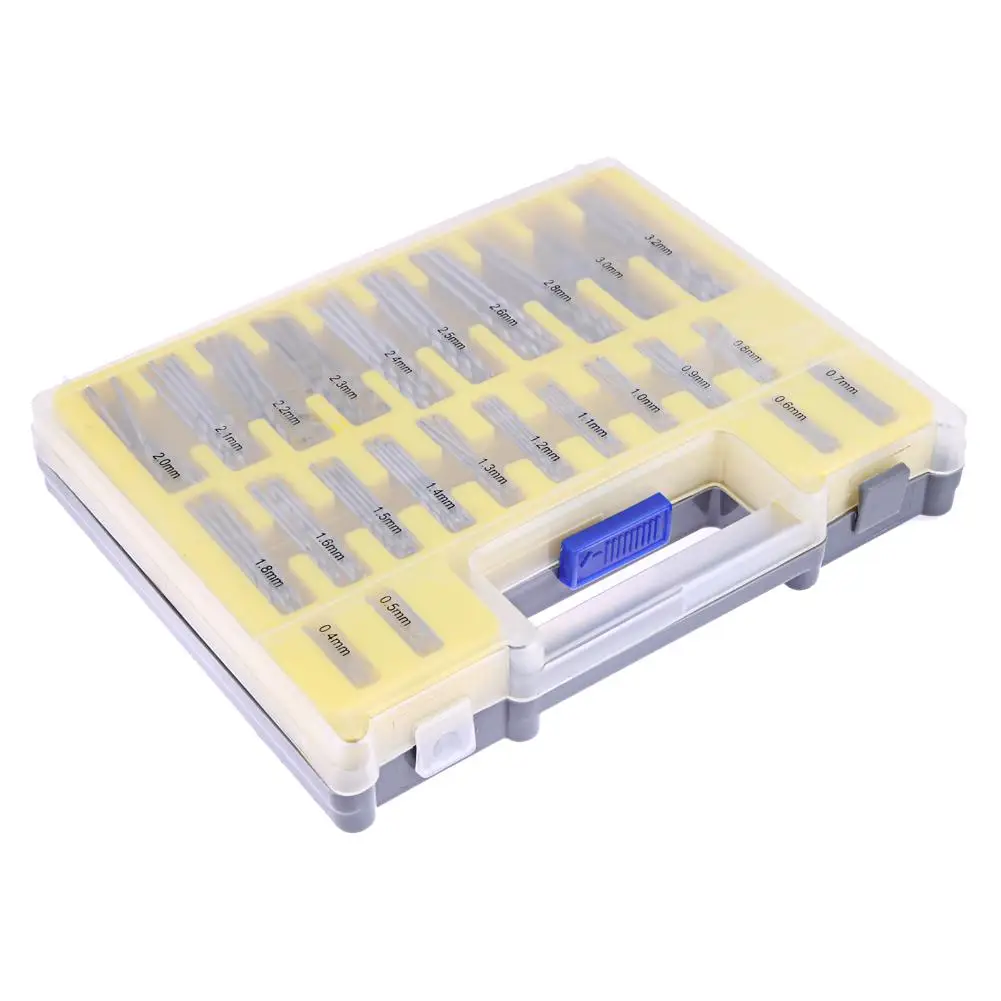 150PCS Mini Twist Drill Plastic Box Package 0.4-3.2mm Small Drill Box Opener Hole Set Tool for Woodworking HSS Drill Bit Set