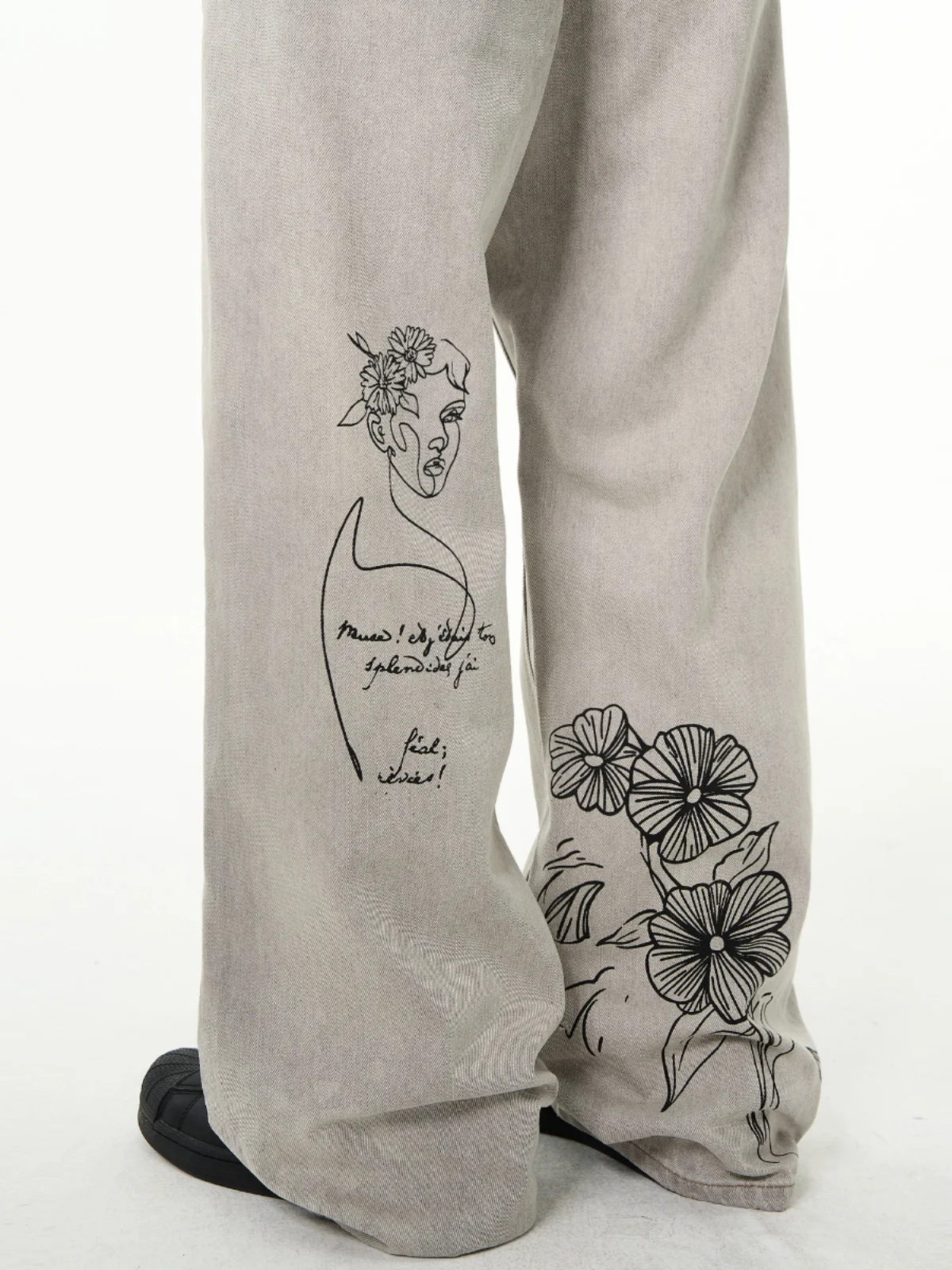 

Джинсы MADWITCH в стиле ретро, расписанные вручную, расклешенные, мужские, в американском стиле, для уличной моды, состаренные, прямого кроя