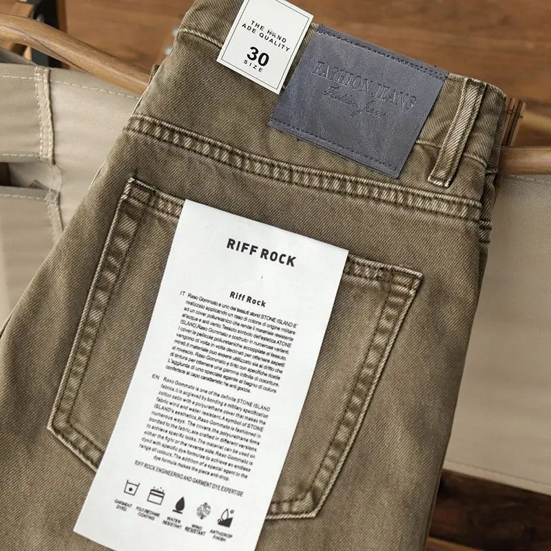 

Cowboy Korean Goods Retro Yellow Mud Dyed Small Straight Jeans Men's Spring and Autumn Khaki Ami Kaji Washed Casual Trousers