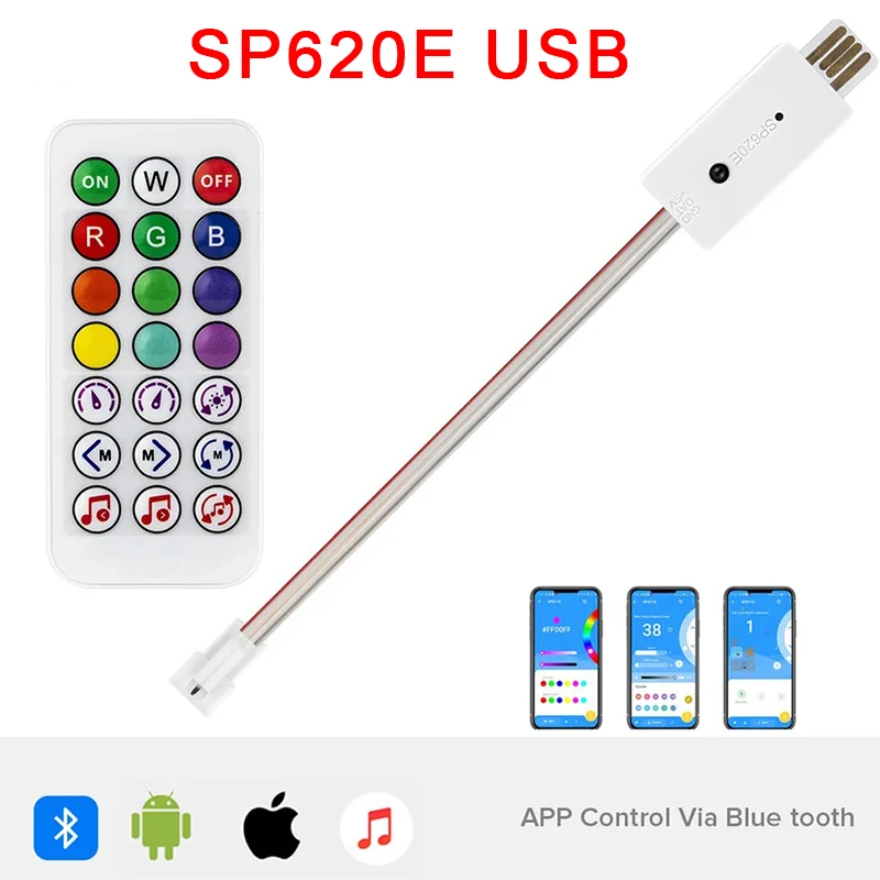 SP620E USB Plug WS2812B Mini Bluetooth Music App Controller IR 21 tasti per WS2812 WS2811 pixel indirizzabile LED Strip Light DC5V