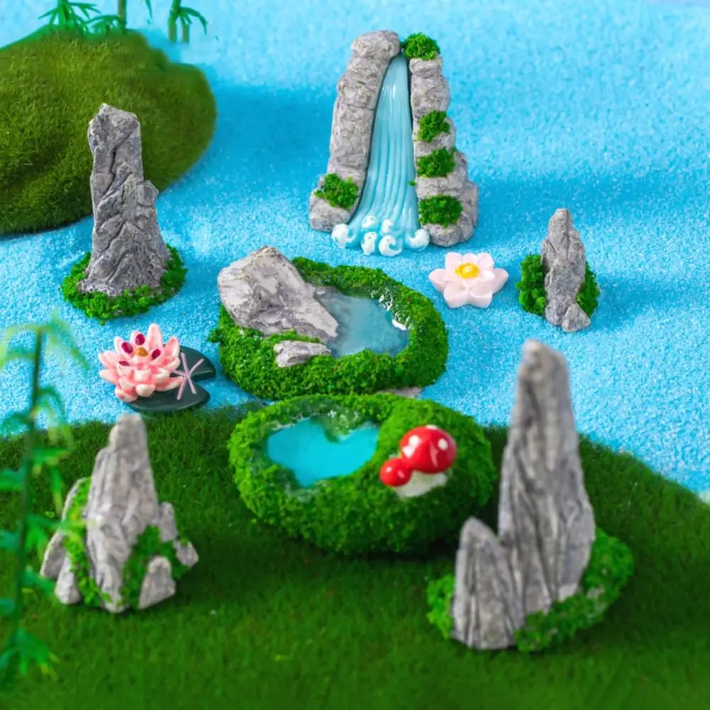 Decorative Mini Rockery Ornament Simulation Resin Imitation Fake Mountain Figurines Miniatures Waterfall Rocks Home Decoration