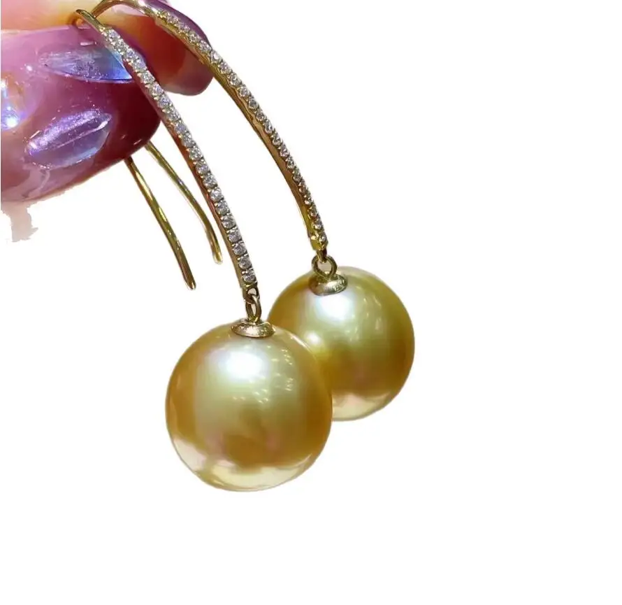 charming Pair of 10-11mm 9-10mm natural south sea white gold round pearl earring 925s