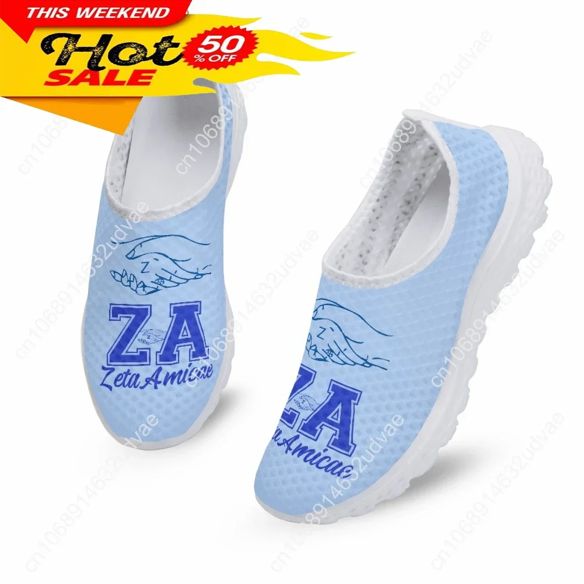 New Casual Shoes For Women Outdoor Sneakers Hot Zeta Amicae Sorority Print Ladies Summer Comfortable Breathable Mesh Flat Shoes