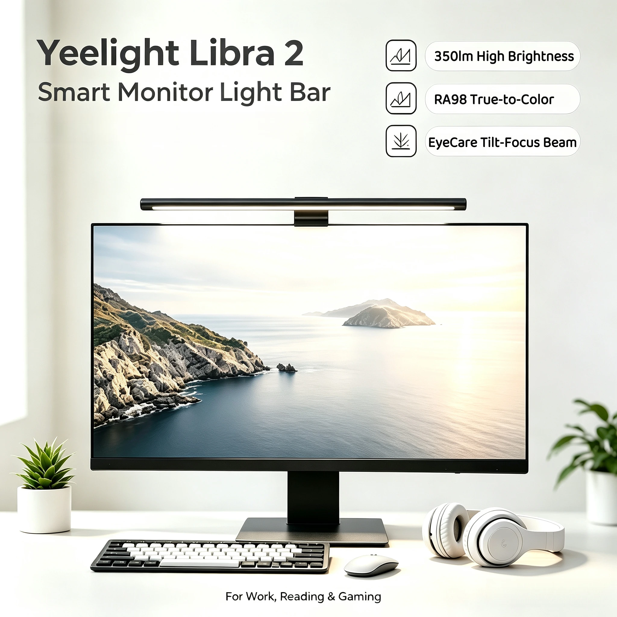 Yeelight Libra 2 Smart Monitor Light Bar RGB Display Screen Hanging Light APP Control Suitable For Matter Alexa Google Home