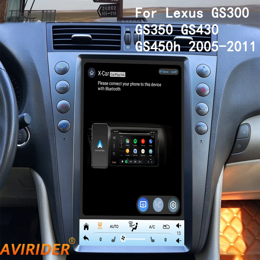 13.6Inch Vertical Wireless Carplay Android Auto Touch Screen For Lexus GS300 GS350 GS430 GS450h 2005-2011 2Din Head Unit