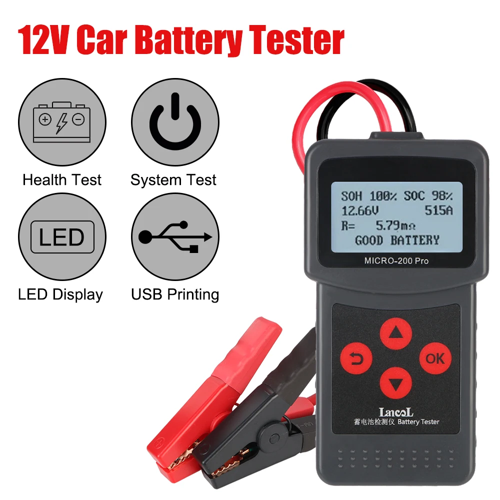 Battery Capacity Tester Micro200Pro Car Battery Tester 12v Car Accessories For Garage Workshop Auto Tools Mechanical