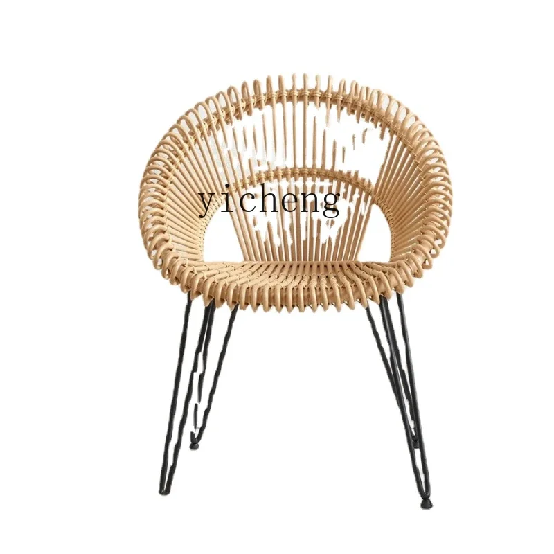 ZZ كرسي الروطان فناء حديقة B & B مجموعة ثلاث قطع مجموعة طاولة الشاي في الهواء الطلق #2