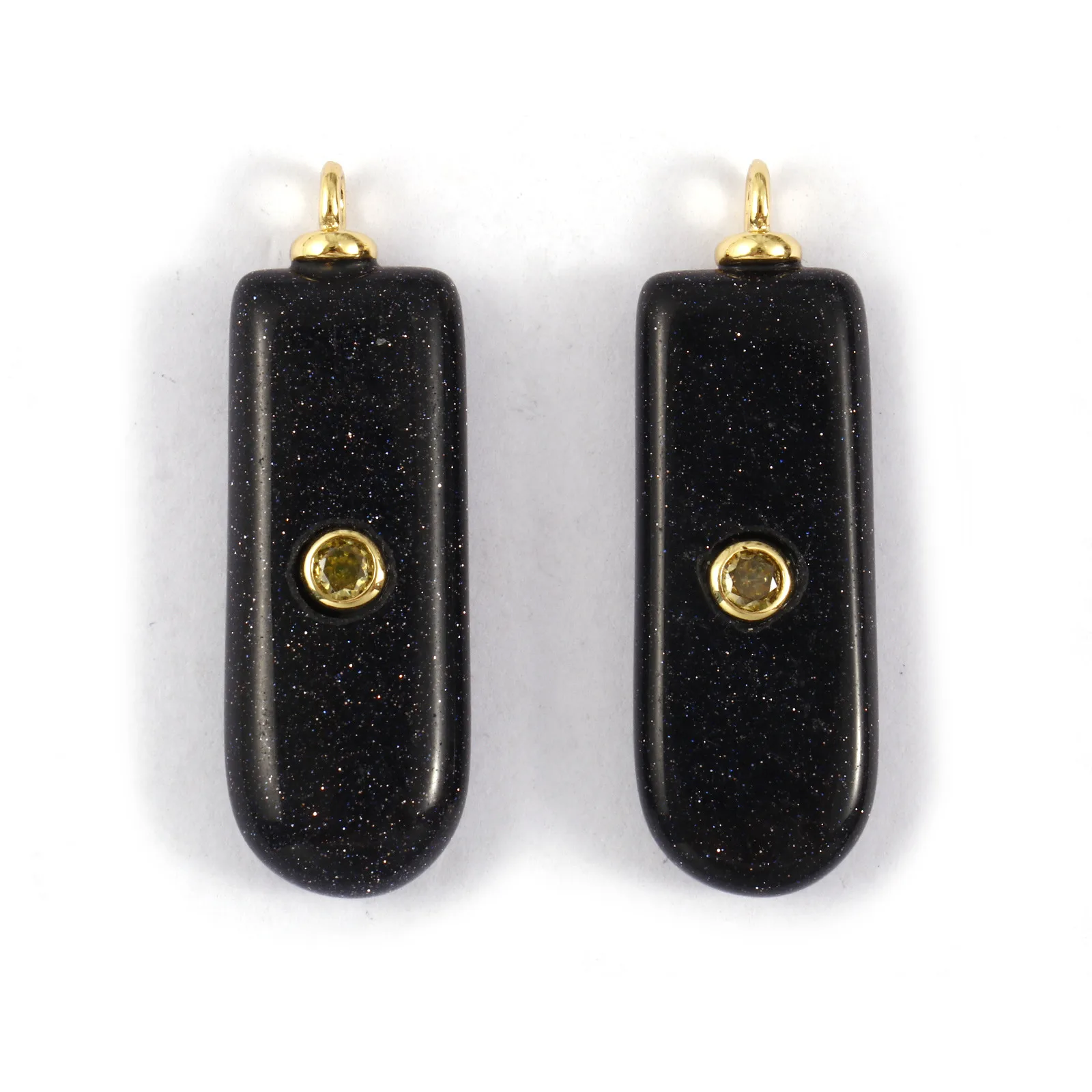 1 Piece Brass & Cubic Zirconia Natural Stone Geometric Charms 18K Gold Plated Olivary Round Pendant For DIY Necklace Making