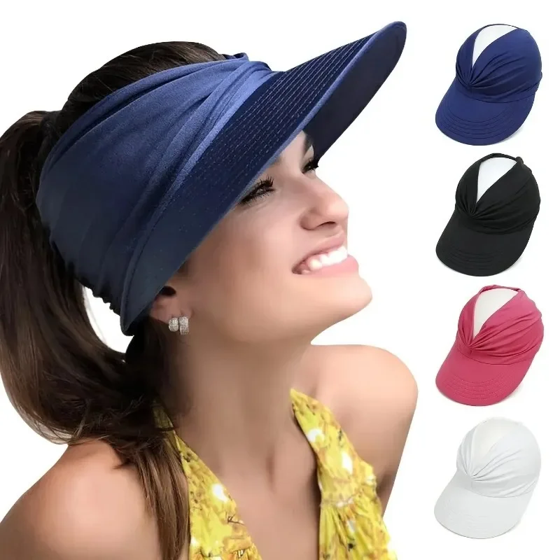 Sun Pleated Visor Hat - Foldable Beach Picnic Hat with UV Protection for Women