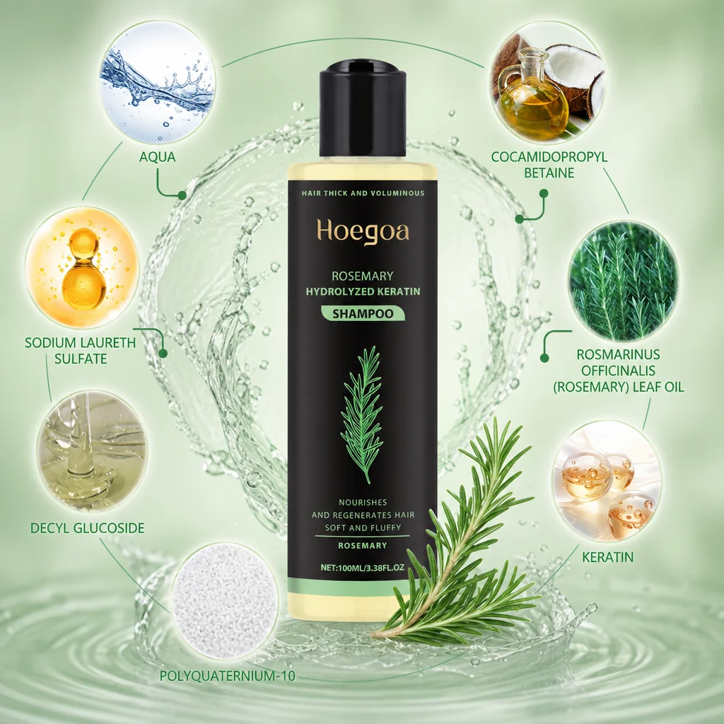 Hoegoa Rosemary Thickening Shampoo Herbal Extract Nourish Repair Hair Control Oil Boost Fluffy Voluminous Healthy Hair Wash