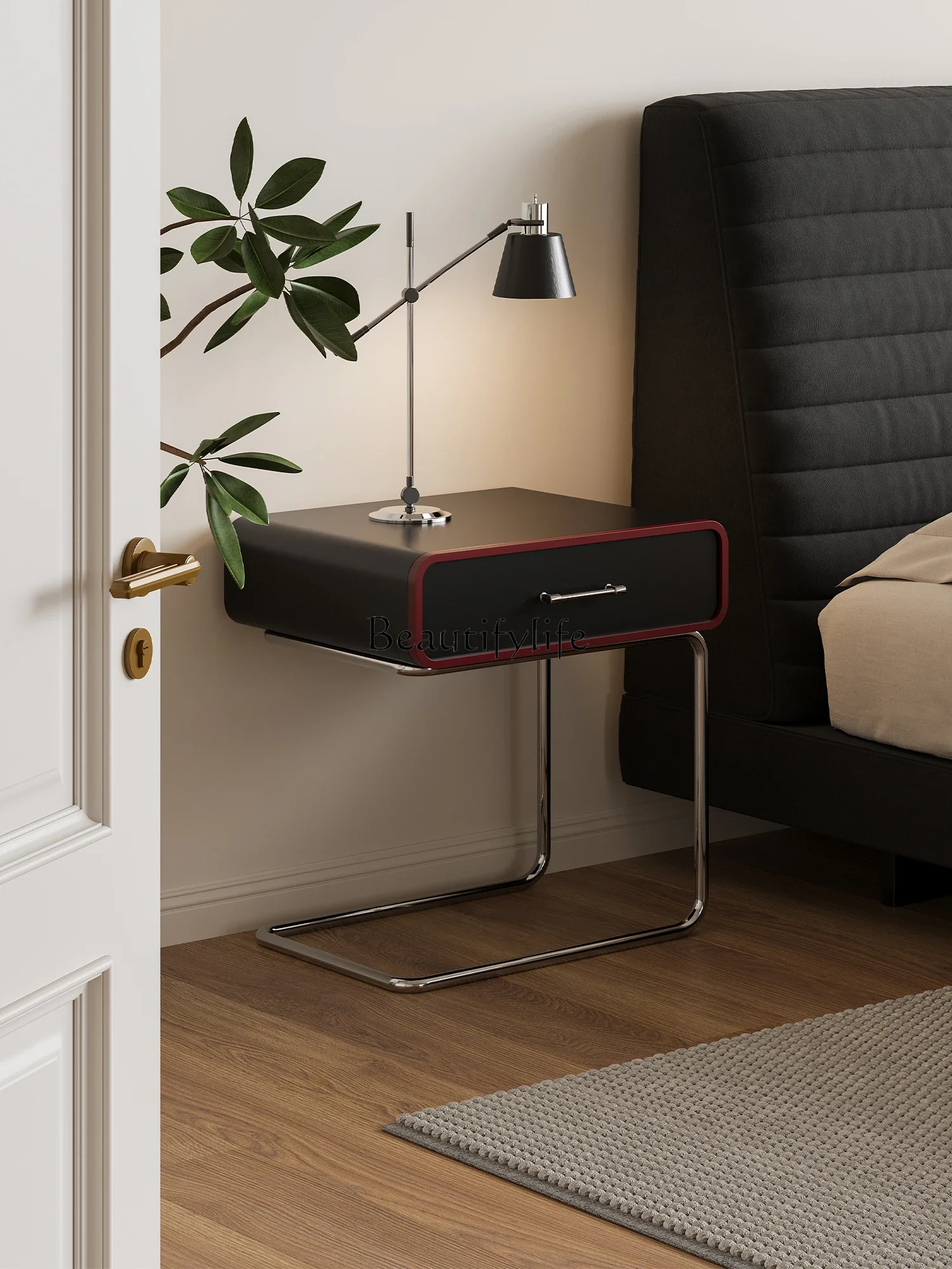 

D30Medieval suspended bedside table, bedroom side cabinet, simple stainless steel living room side table