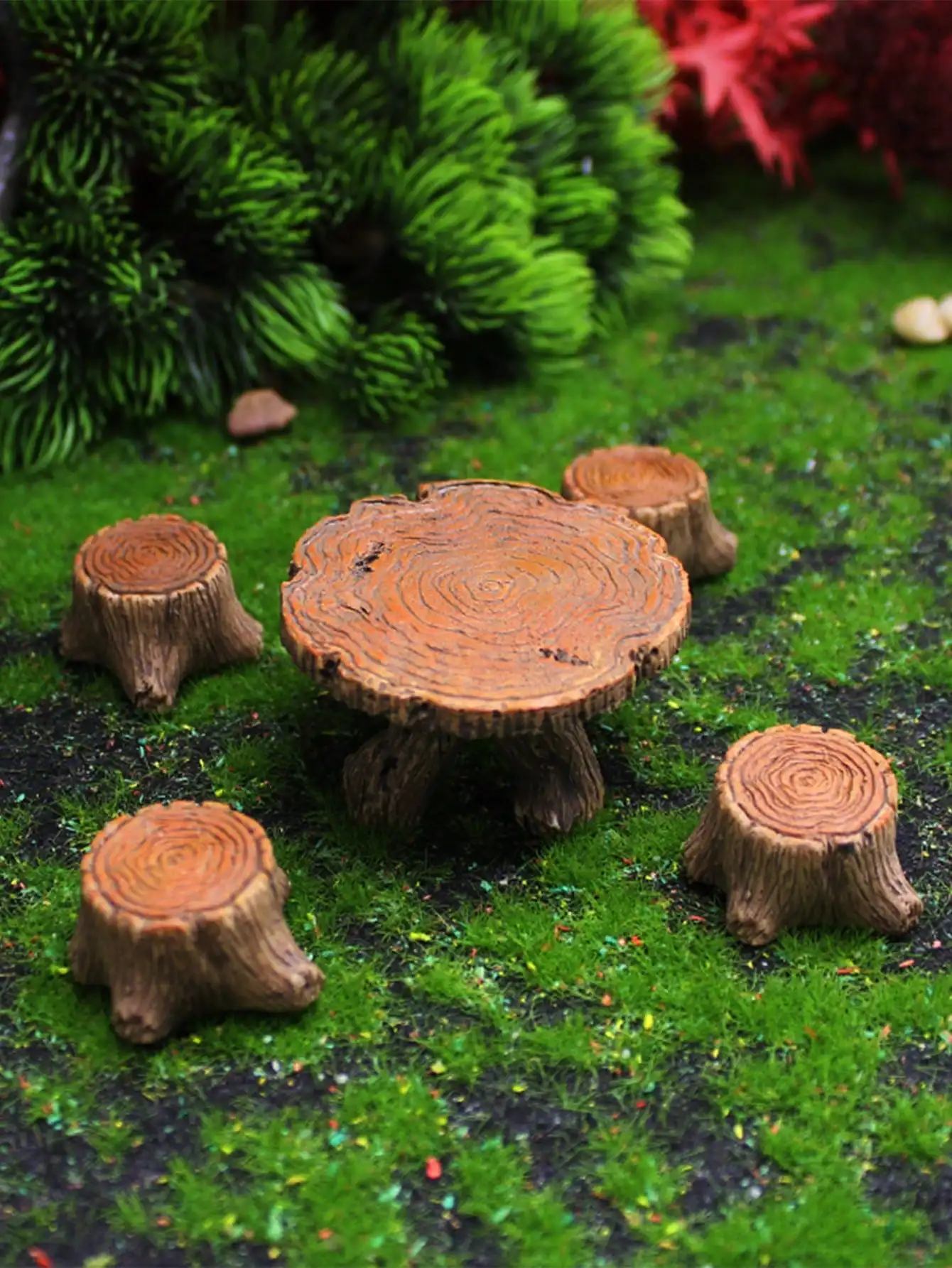 5 miniature tree stump garden art accessories resin decoration, garden landscape accessories, resin creative crafts image 2