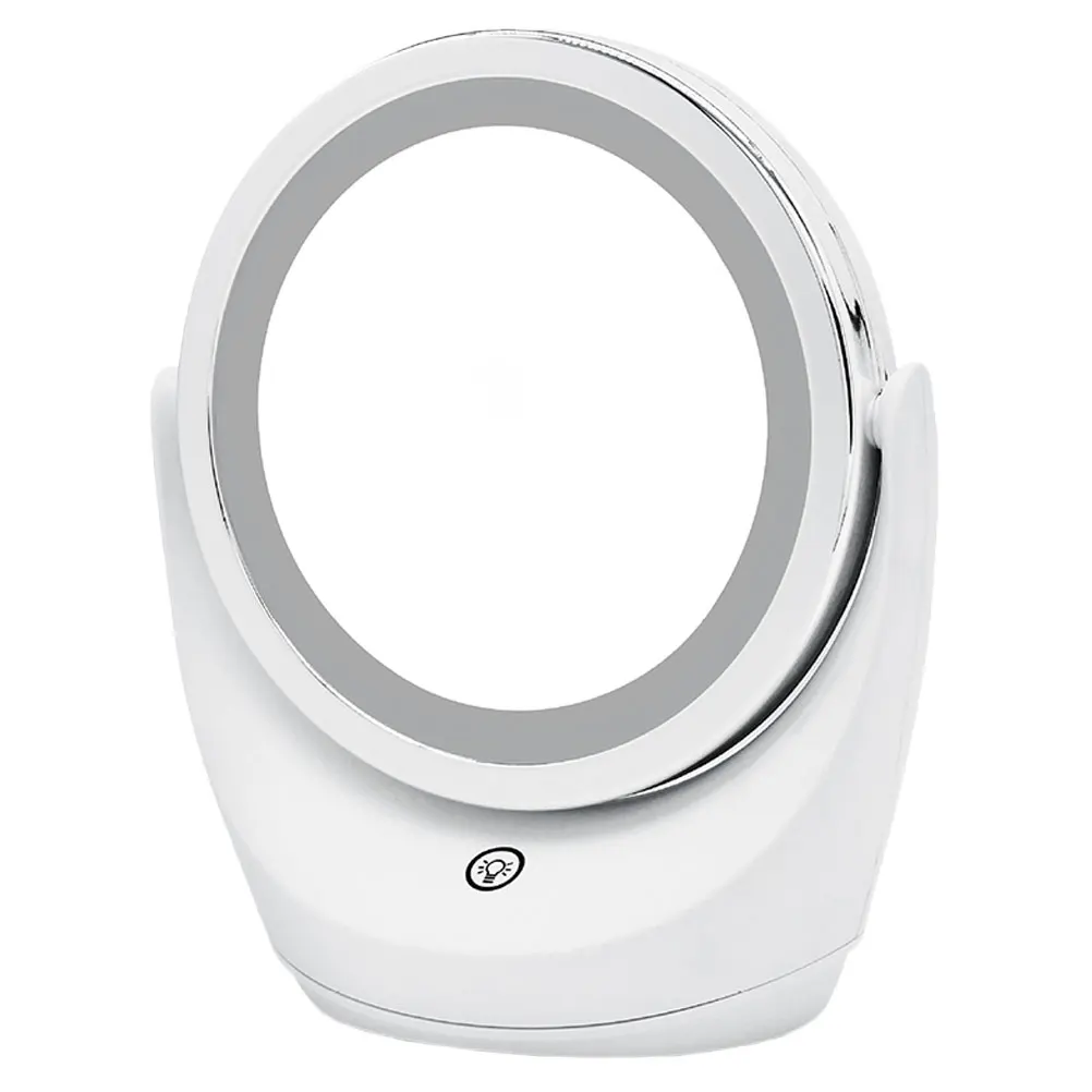 

Dimming LED Mirror Smooth Hd Grinding Engraving Tabletop 360 Swivel Desktop Mirror for Bedroom Bathroom