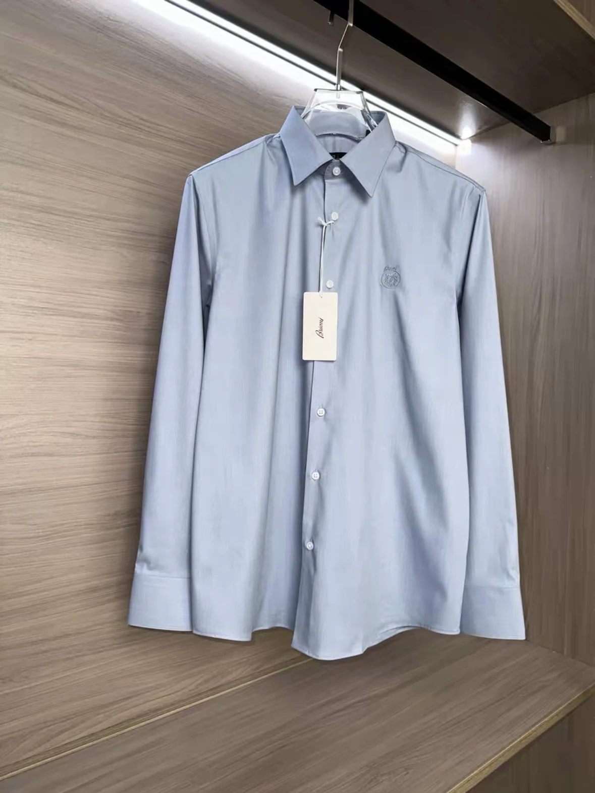 Bri Business Casual Elegant Gentleman Old Money Style Men's Solid Color Simple Embroidery Long Sleeve Shirt