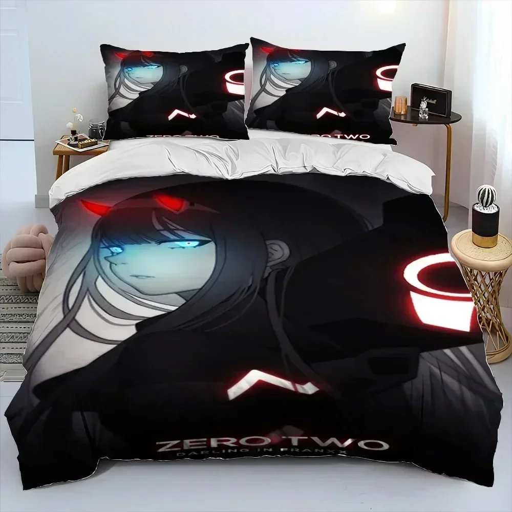 Zero Two DARLING In The FRANXX Anime Comforter Printed Bed Set Duvet Cover Pillowcase Bedding Set Linen Sheet Quilt Cover Size