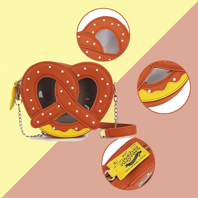 Novelty Buttery Soft Pretzel Design Purses and Handbags for Women Funky Girls Chain Shoulder Bag Crossbody Bag Party Clutch