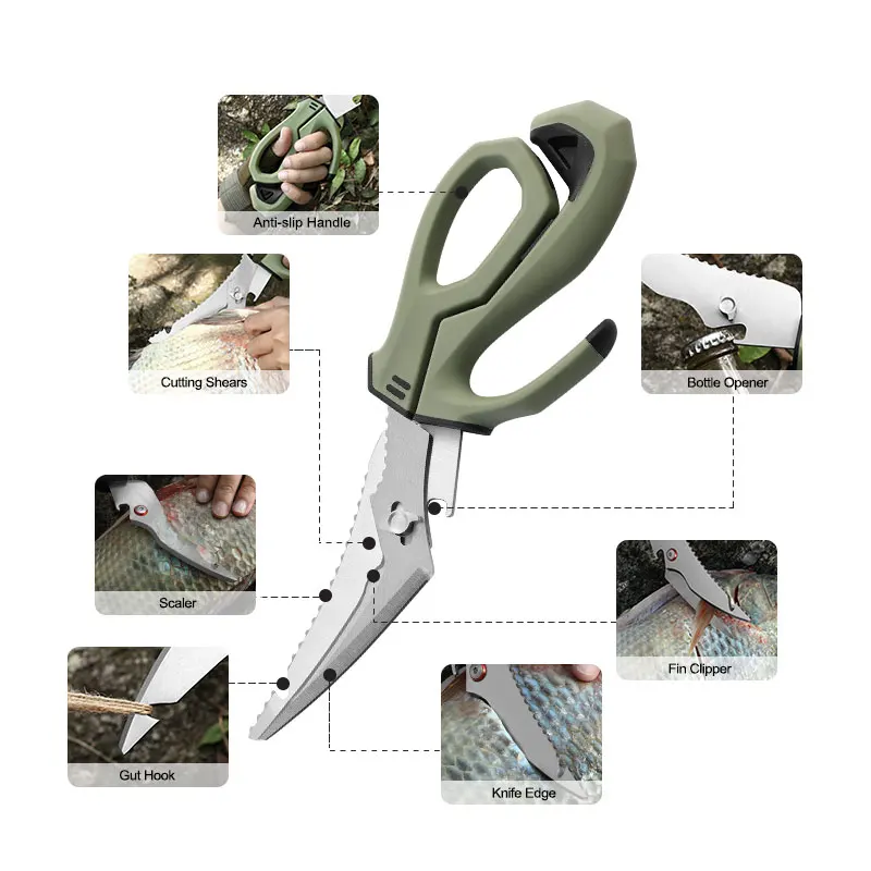 Outdoor Multifunctional Scissors Can Be Split Kitchen Fishbone Scissors Plastic Handle Bird Beak Scissors