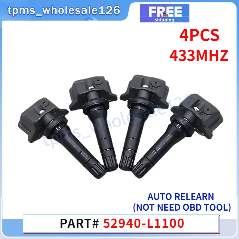 52940-L1100 Car Tire Pressure Sensor 4PCS TPMS For 2020 2021 2022 2023 2024 Hyundai Elantra [CN7] Kia Optima [DL3] Sorento [MQ4]