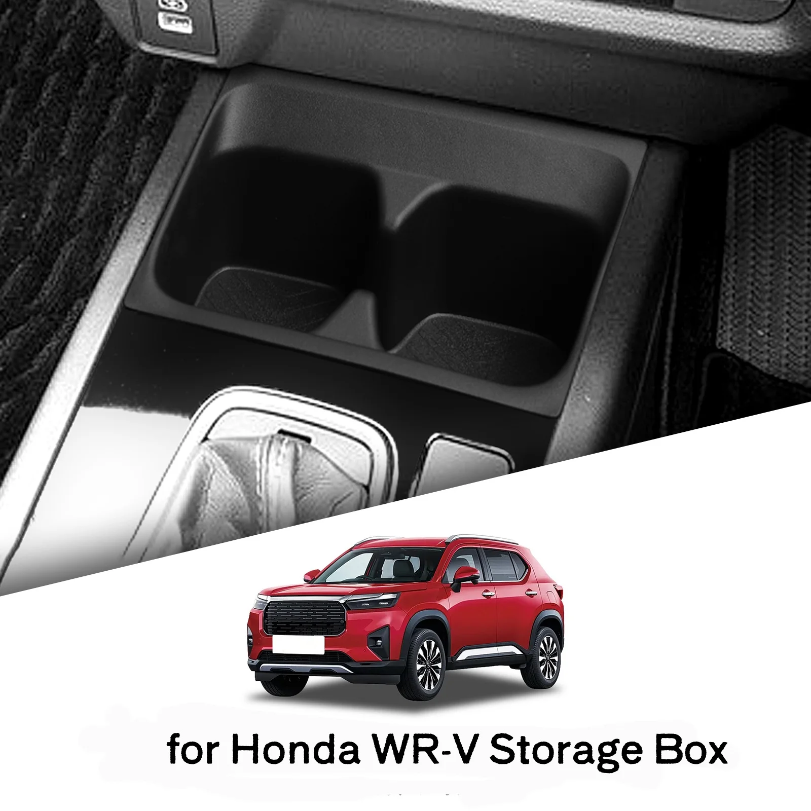 for Honda WR-V WRV （JP Version） 2023-2025 Water Cup Holder Drink Storage Box Tray Organizer Car Interior Accessories ﻿Black