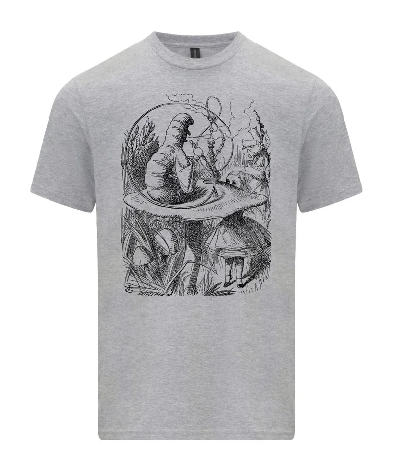 Caterpillar Absolem Smoking Hookah T-shirt Alice in Wonderland Fantasy Character Hookah Personality Deconstructed Casual Street