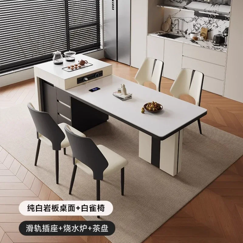 ​​Nordic Luxury Solid Wood Kitchen Island Extendable Vintage Quartz Dining Table Premium Home Use Trending Home Furniture FYDT​​